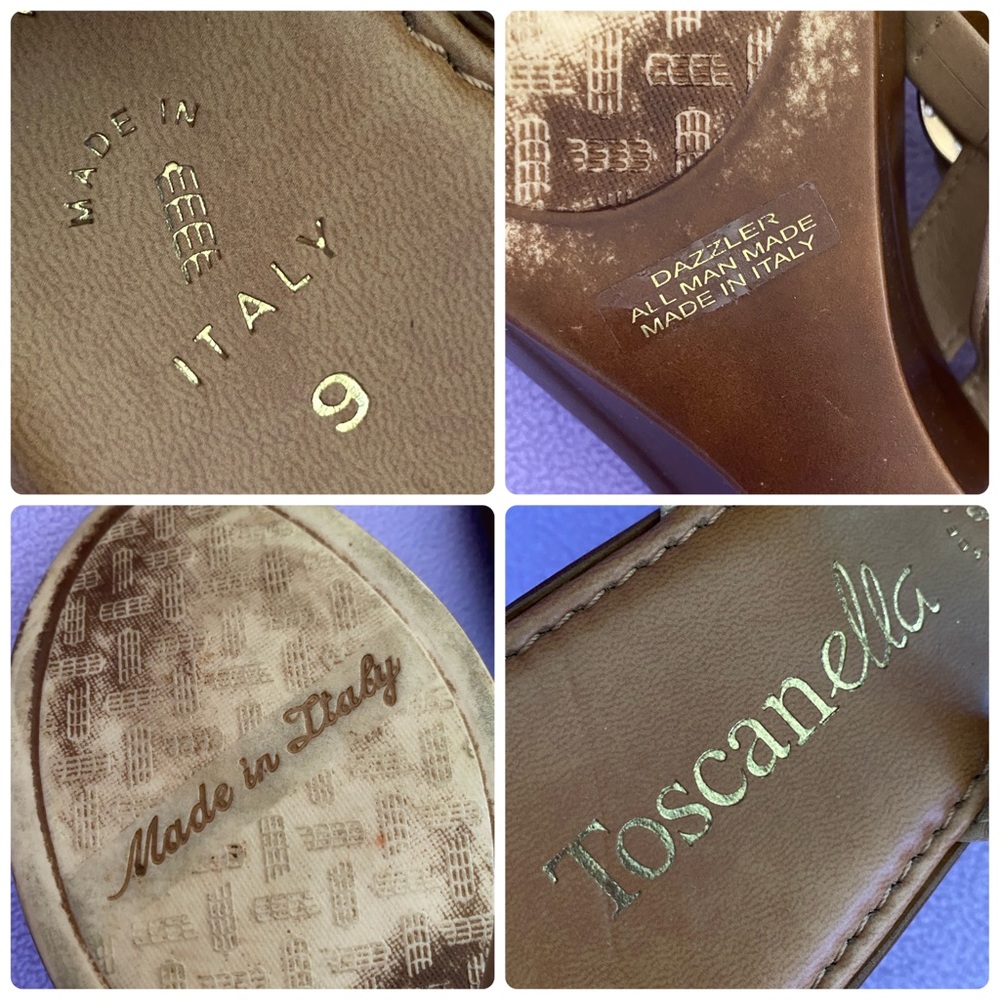 Toscanella Italian sandals with gem accents, tan, size 9 - Picture 12 of 13